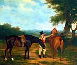 Jacques Laurent Agasse Two Hunters with a Groom painting
